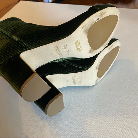 Polly Plume Green Velvet Ribbed High Heel Ankle Boots - Picture 7 of 8
